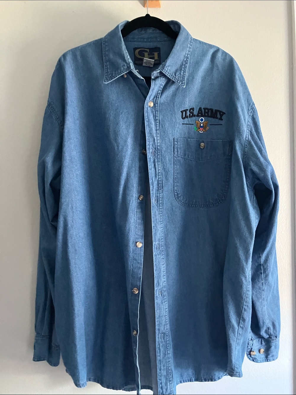 U.S. Army Embroidered Light Blue Denim Shirt Cotton